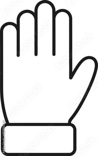 Raised hand gesture in outline style representing stop or attention needed