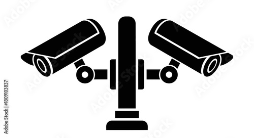 Dual CCTV Security Camera Silhouette Icon Symbol