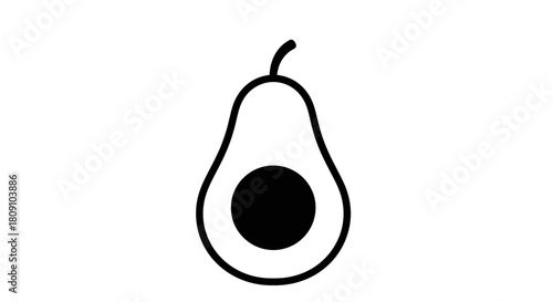 Minimalist Half Avocado Line Art Icon Vector Illustration