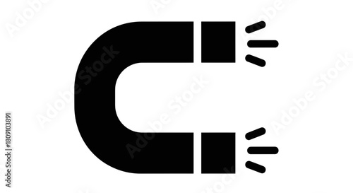 Horseshoe Magnet Attraction Force Vector Icon