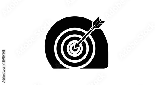 Arrow Hitting Center of Bullseye Target Vector Icon