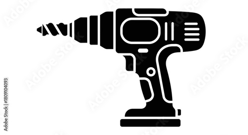 Electric Power Drill Tool Silhouette Icon Symbol