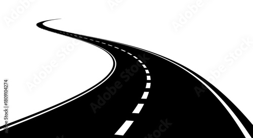Winding Asphalt Road Curve Vector Illustration