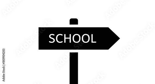 school Direction Sign Arrow Icon Vector Silhouette