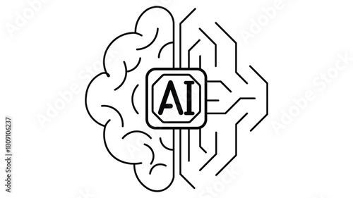 Modern AI technology concept showcasing artificial intelligence with brain and circuit design for innovative tech and future possibilities.