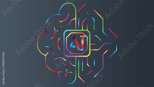 Modern AI technology concept showcasing artificial intelligence with brain and circuit design for innovative tech and future possibilities.