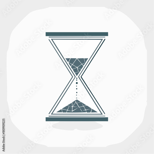 An hourglass with cracked glass, symbolizing the passage of time and a broken schedule or deadline