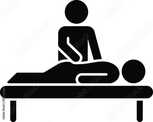 Massage therapy icon showing a person receiving a relaxing back rub from a therapist.