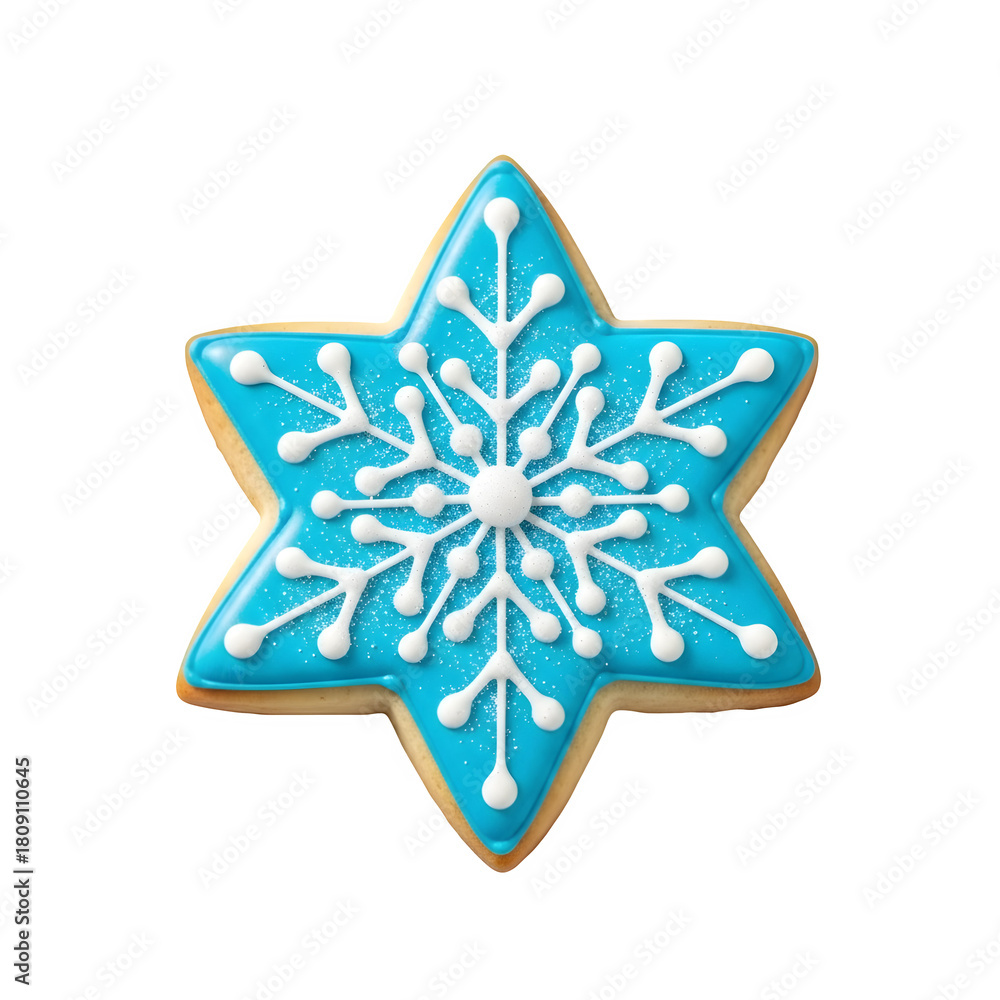 Obraz premium Delicious, perfectly crafted star-shaped sugar cookie with a creative design. Ideal for holiday, baking, and sweet treat concepts. Isolated on white or transparent background. PNG format.