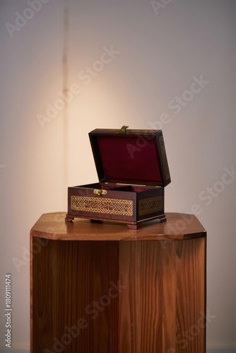 Elegant Wooden Jewelry Box with Open Lid