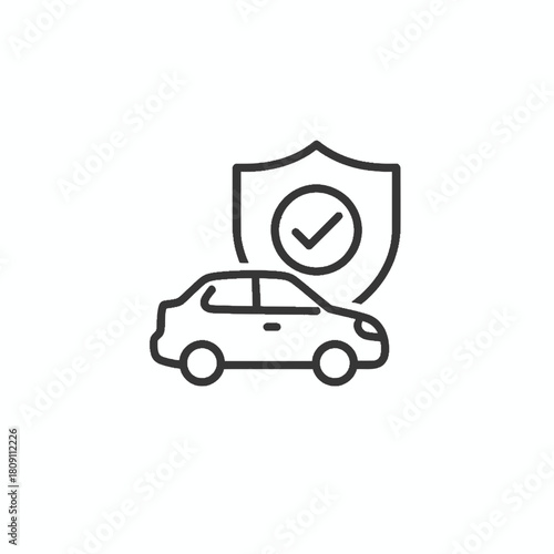 Auto insurance policy and vehicle security digital icon, representing comprehensive car protection, roadside assistance, and safe driving graphic