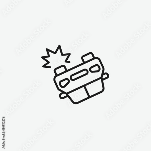 A simple vector illustration icon of an overturned car on its side, representing a car accident or crash