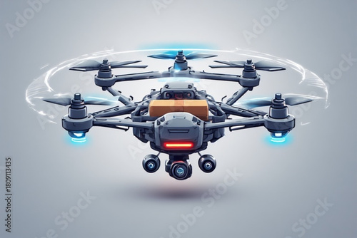 A detailed illustration of a modern drone, showcasing its technology and design.