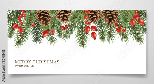 Christmas banner with festive decorations