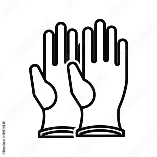 Outline of two protective gloves, isolated on