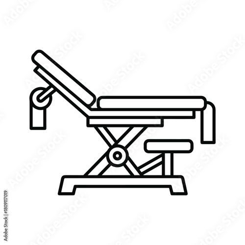 Outline of medical examination table, isolated on