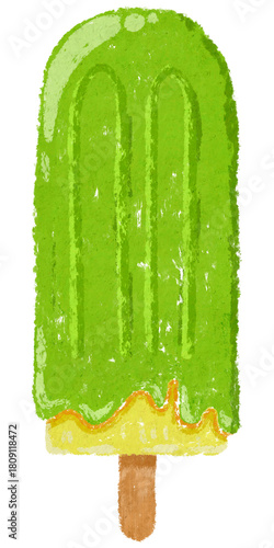 Lime green popsicle Drawn with Pastel Crayon