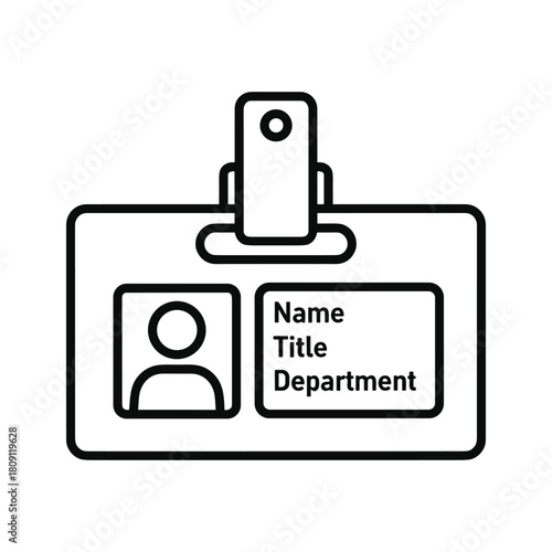 Id card icon with clip showing name title department isolated on