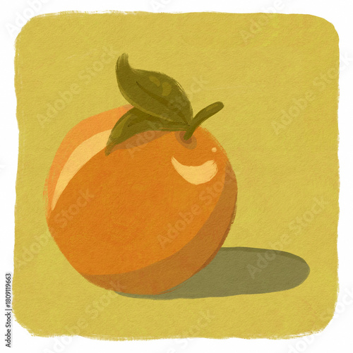 An orange illustration with background Drawn with Pastel Crayon