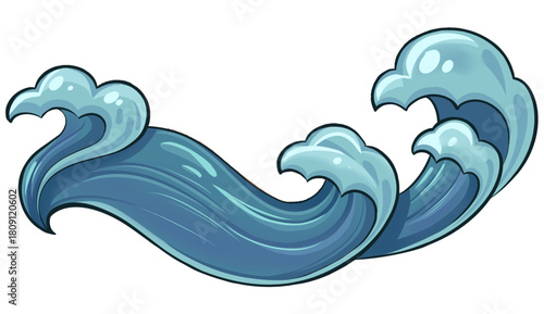Turquoise Aquamarine Blue Ocean Waves Illustration