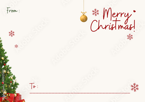 Merry christmas greeting card with christmas tree