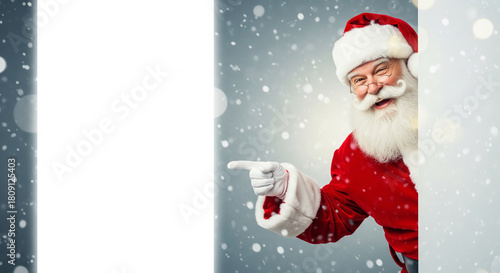Santa claus pointing with blank space