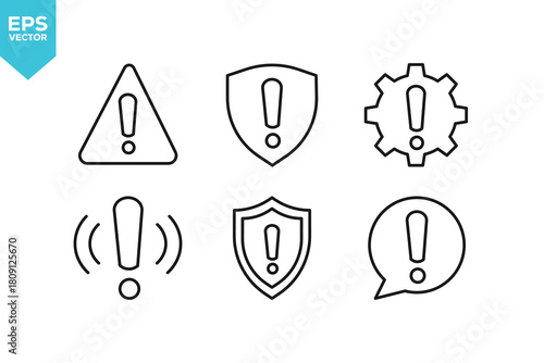 Set of line icons Warning. Outline icons collection stock illustration