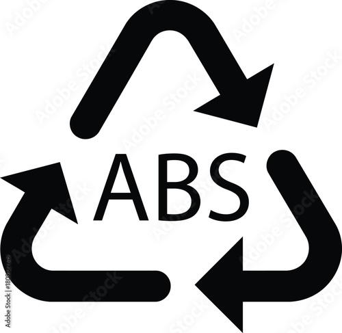 ABS recycling symbol a simple black vector icon for packaging and waste management isolated on white background