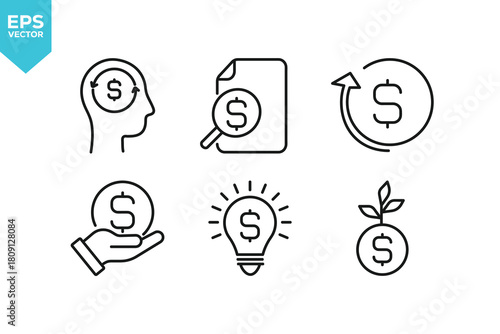 Set of line icons Investment. Outline icons collection stock illustration