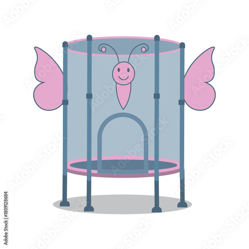 Round frame children's trampoline. Homemade trampoline on a white background. Vector