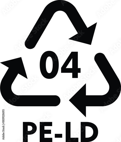 Recycling symbol for PE-LD low density polyethylene vector illustration for packaging and waste management guidelines
