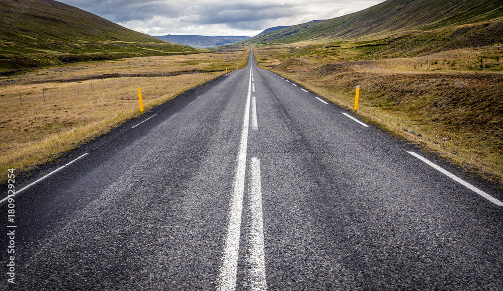 Fototapeta premium Empty so called Ring Road main road in northern Iceland