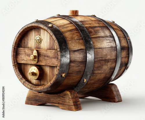 A single wooden barrel isol...