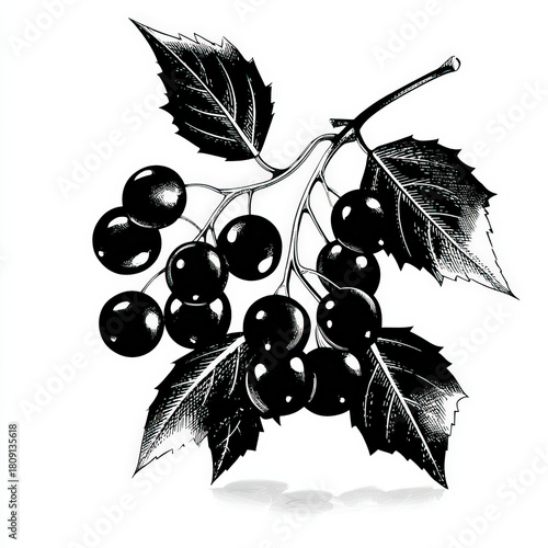 Fine Holly berries silhouette