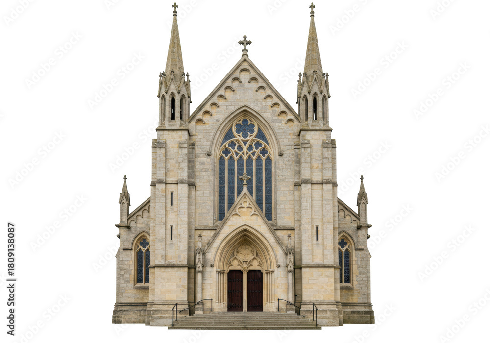 Obraz premium Isolated, grand church building facade with religious architectural style, no people visible