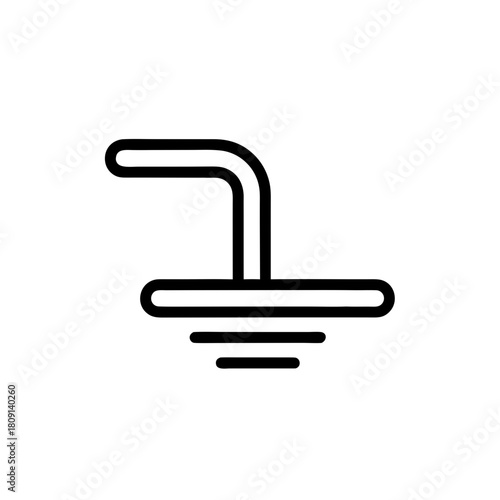 Simple line drawing of a sink faucet with water droplets  