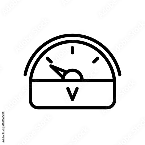Voltage meter gauge displaying measurement of electrical voltage  