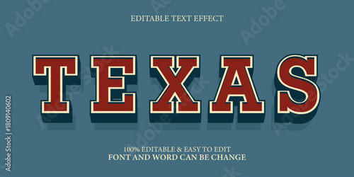 Texas Vintage Editable Text Effect Vector Template
