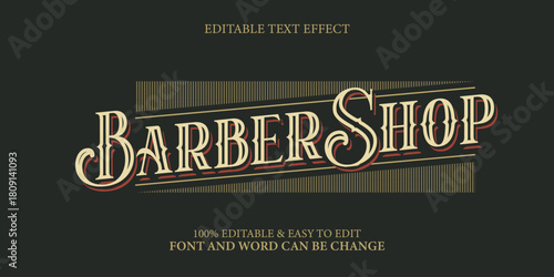 Vintage Retro Text Effect for Barber Shop Editable Font Style
