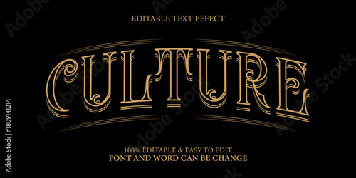Art Deco Gold Editable Text Effect with Vintage Culture Typography