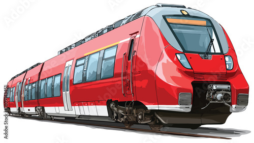 Modern Red Train with White Stripe Vector Illustration for Design Projects