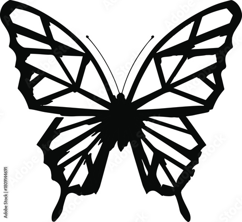 Conceptual butterfly wings drawn using geometric triangle patterns, leaving intentional empty spaces for a modern abstract look 3