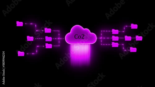 Cloud computing concept: managing digital data, files, folders. Secure, fast information transfer, storage, Modern technology, network, cybersecurity, motion video