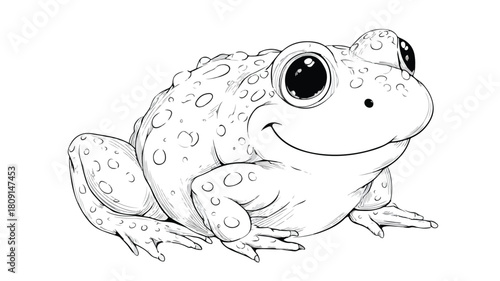 Cute Frog Cartoon Character for Coloring Page Vector Illustration