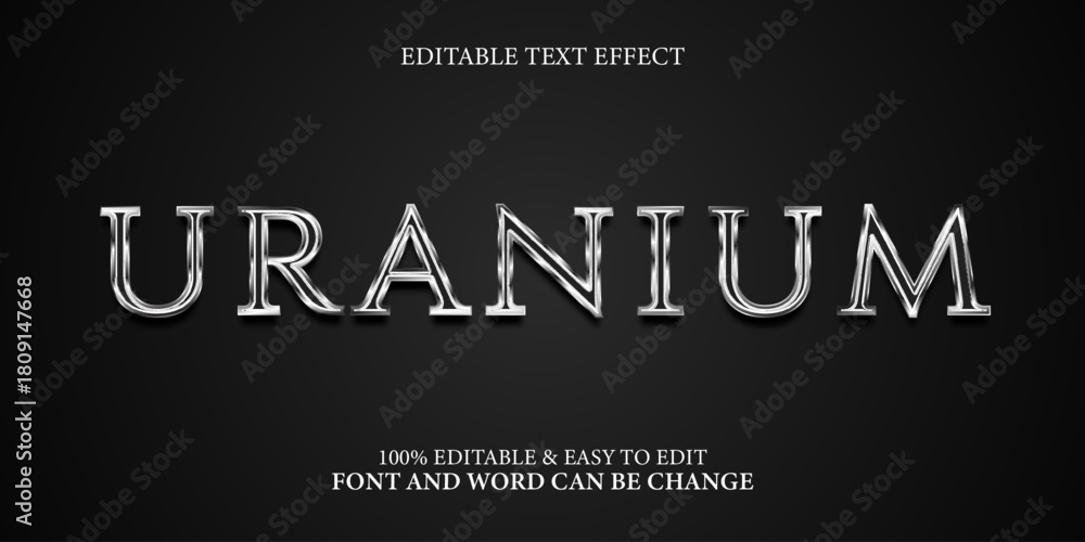 Obraz premium Editable Silver Chrome Text Effect on Dark Background
