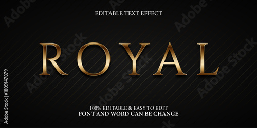 Elegant Gold Royal Text Effect Style on Dark Background