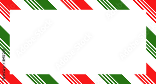 Candy cane christmas frame with blank space. Christmas border frame. Merry Christmas Candy cane rectangle frame card elements decoration. New Year picture frame ribbon. Xmas striped border
