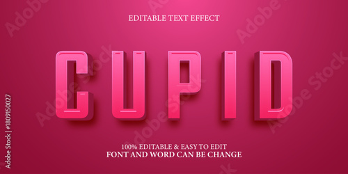 Cupid Editable Text Effect. Sweet Pink 3D Title Style. Valentine's Day Design Asset