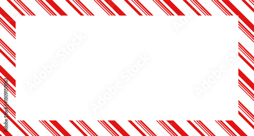 Candy cane christmas frame with blank space. Christmas border frame. Merry Christmas Candy cane rectangle frame card elements decoration. New Year picture frame ribbon. Xmas striped border