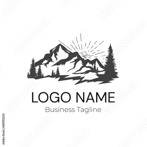Logo Mountain Nature Vector Illustration Design Template